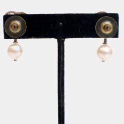 Pre Owned Chanel Vintage CC Pearl Drop Earrings