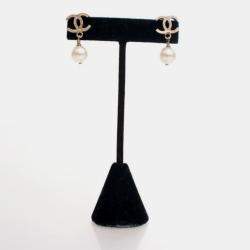 Pre Owned Chanel Vintage CC Pearl Drop Earrings
