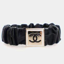 Pre Owned Chanel Lambskin CC Logo Scrunchie