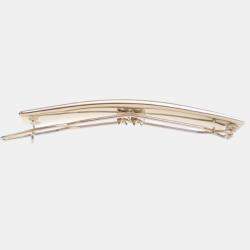 Pre Owned Chanel Gold Enamel Logo Hairclip