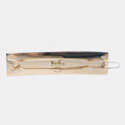 Pre Owned Chanel Gold Enamel Logo Hairclip