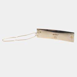 Pre Owned Chanel Gold Enamel Logo Hairclip