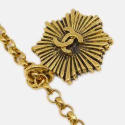 Pre Owned Chanel Stone Gold Chain Pendant Necklace