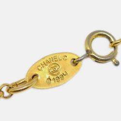 Pre Owned Chanel Stone Gold Chain Pendant Necklace