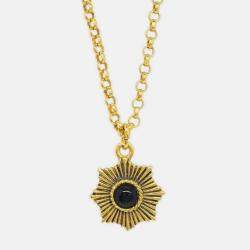 Pre Owned Chanel Stone Gold Chain Pendant Necklace