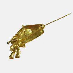 Pre Owned Chanel Hat Bow Brooch Pin Gold