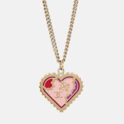 مملوكة مسبقًا Chanel Heart Chain Pendant Necklace Gold