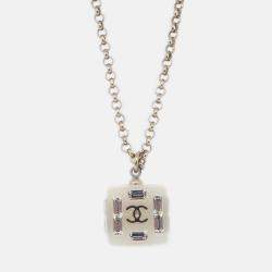 Pre Owned Chanel Gold Chain Pendant Necklace Rhinestone