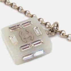 Pre Owned Chanel Gold Chain Pendant Necklace Rhinestone