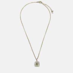 Pre Owned Chanel Gold Chain Pendant Necklace Rhinestone