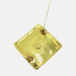 Pre Owned Chanel Rhombus Brooch Pin Gold