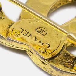 Pre Owned Chanel CC Brooch Pin Rhinestone Gold