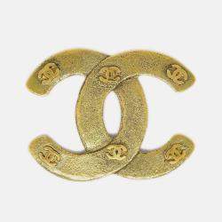 Pre Owned Chanel CC Brooch Pin Gold