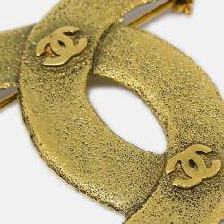 Pre Owned Chanel CC Brooch Pin Gold