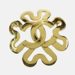 Pre Owned Chanel Flower Brooch Pin Gold