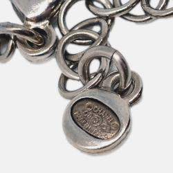 Pre Owned Chanel Necklace Pendant Rhinestone Silver