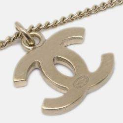 Pre Owned Chanel Gold Orange CC Pendant Necklace