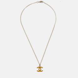 Pre Owned Chanel Gold Orange CC Pendant Necklace