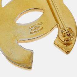 Pre Owned Chanel CC Brooch Pin Rhinestone Gold