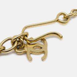 Pre Owned Chanel CC  Rhinestone Gold Plated Chain Pendant Necklace