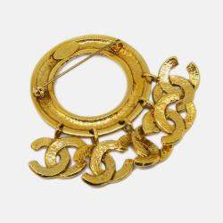 Pre Owned Chanel Hoop Brooch Pin Gold