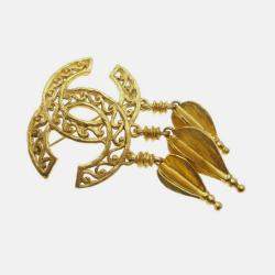 Pre Owned Chanel CC Fringe Brooch Pin Gold