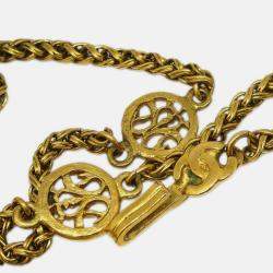 Pre Owned Chanel Loupe Chain Necklace Gold
