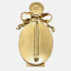 Pre Owned Chanel Bow Mirror Brooch Pin Gold