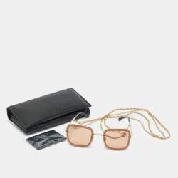 Pre Owned Chanel Brown 4244 Removable Chain Square Sunglasses