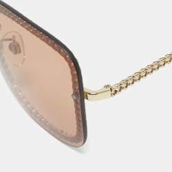 Pre Owned Chanel Brown 4244 Removable Chain Square Sunglasses