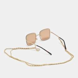 Pre Owned Chanel Brown 4244 Removable Chain Square Sunglasses