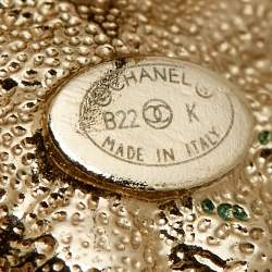 Pre Owned Chanel CC Faux Pearl Crystals Gold Tone Earrings