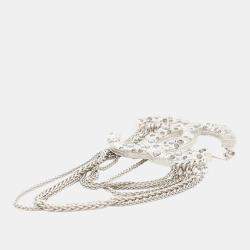 Pre Owned Chanel Brooch Cc Logo Metal Rhinestone Faux Pearl