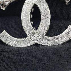 Pre Owned Chanel Brooch Cc Logo Metal Rhinestone