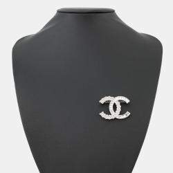Pre Owned Chanel Brooch Cc Logo Metal Rhinestone