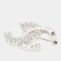 Pre Owned Chanel Brooch Cc Logo Metal Rhinestone