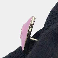 Pre Owned Chanel Cc Logo Heart Earrings Pink Metal