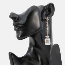 Pre Owned Chanel Perfume Bottle Swing Earrings Metal Rhinestone