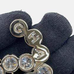 Pre Owned Chanel CC Logo Rhinestone Gold Plated Brooch 