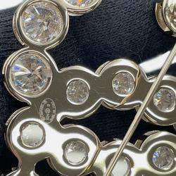 Pre Owned Chanel CC Logo Rhinestone Gold Plated Brooch 