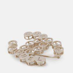 Pre Owned Chanel CC Logo Rhinestone Gold Plated Brooch 