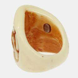 Pre Owned Chanel Ring Acrylic Off-white #52
