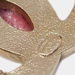 Pre Owned Chanel CC Bow Brooch Pin Pink