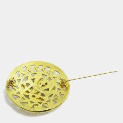 Pre Owned Chanel Medallion Brooch Pin Gold