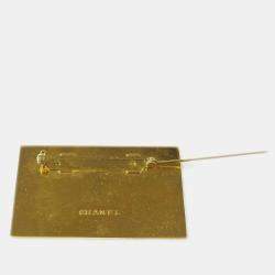 Pre Owned Chanel Plate Brooch Pin Gold