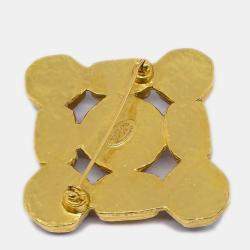 Pre Owned Chanel Stone Brooch Pin Gold