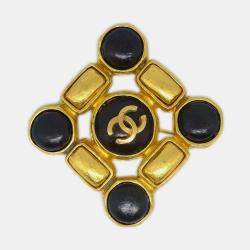 Pre Owned Chanel Stone Brooch Pin Gold