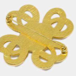 Pre Owned Chanel Gold Stone Brooch Pin
