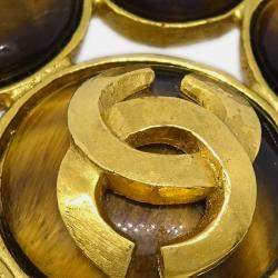 Pre Owned Chanel Stone Brooch Pin Brown