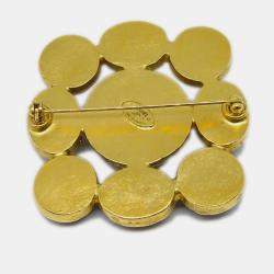 Pre Owned Chanel Stone Brooch Pin Brown